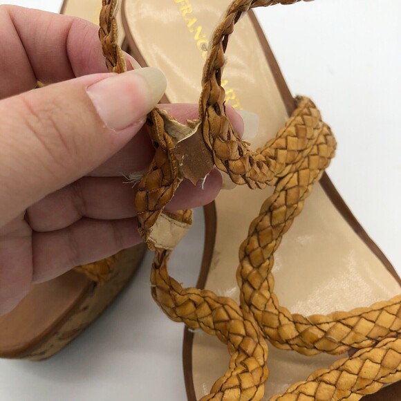 Franco Sarto Galli Wedge Sandals Size 9.5 Brown Braided Cork Open Toe Casual - Picture 5 of 8
